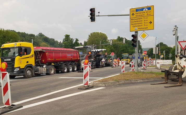 Fahrbahndeckensanierung zwischen Waibstadt und dem  Abzweig L 549 Neckarbischofsheim